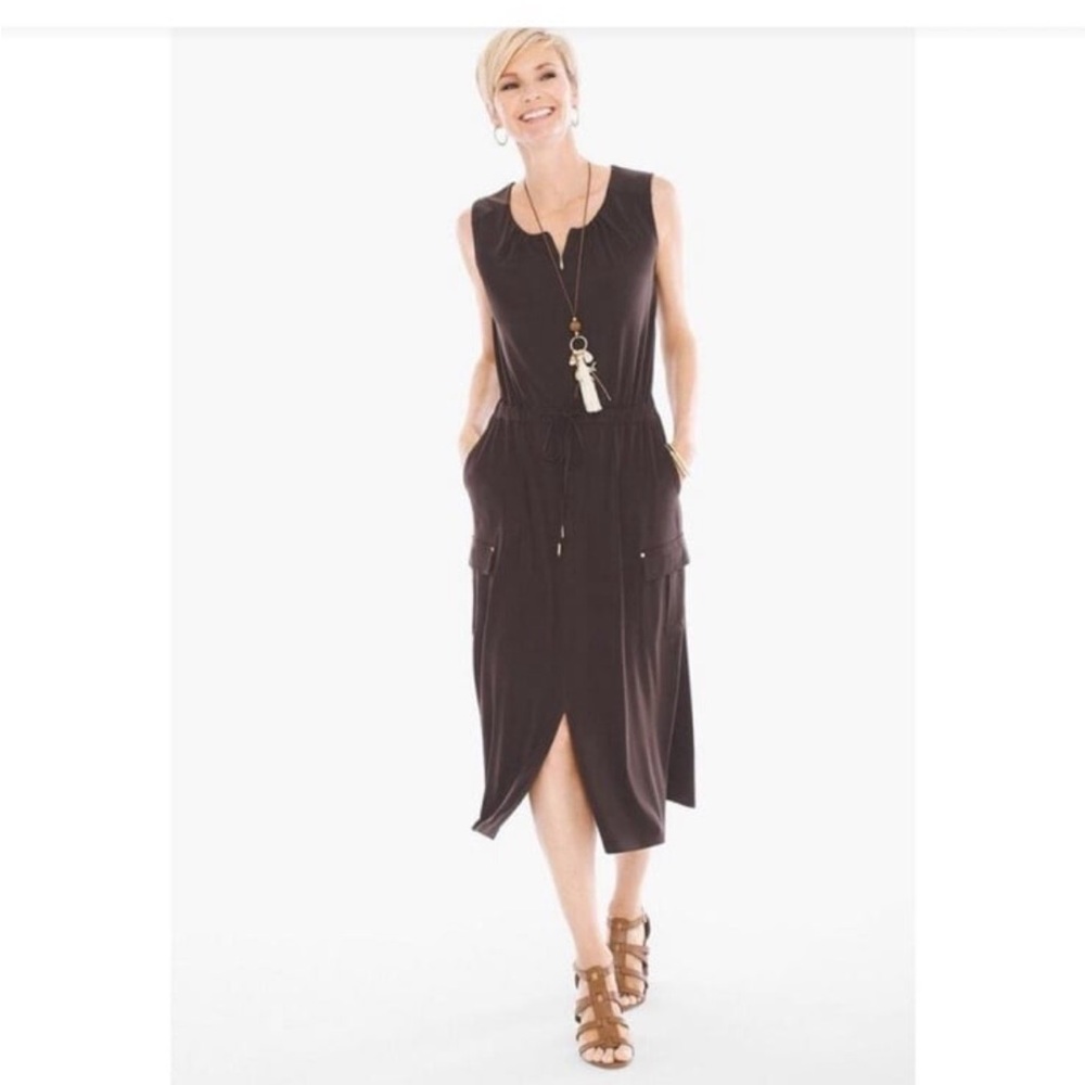 Chico's‎ brown sleeveless cargo utility shirtdress size XL (3)